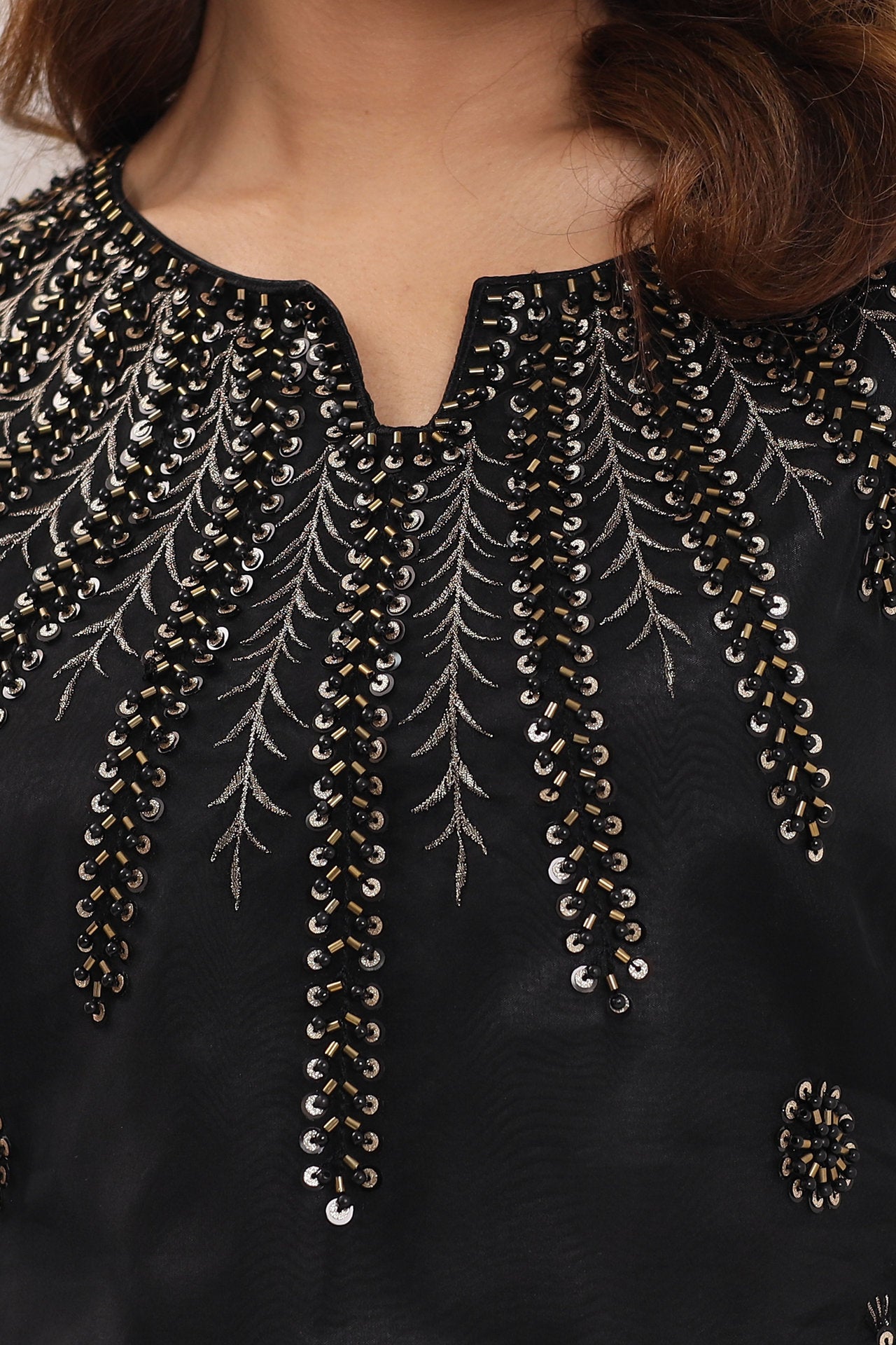 2168-A EBONY – Embroidered & Embellished Organza Ensemble