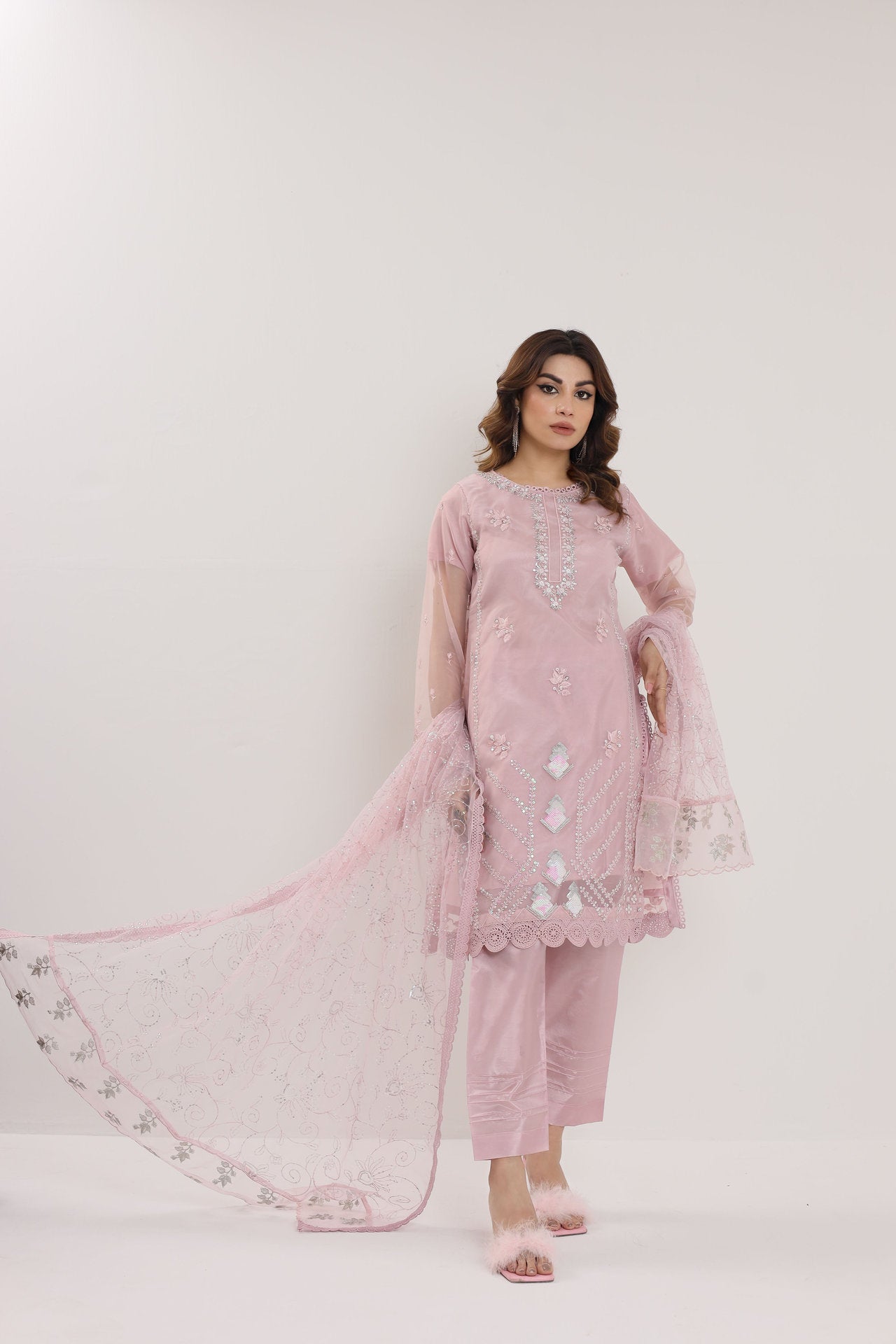 2170-D MISTY ROSE – Embroidered & Embellished Organza Ensemble