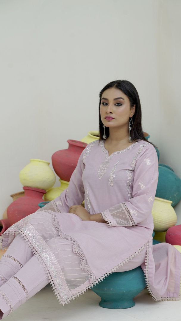2202 Light Pink– Cotton lawn Embroidered 2-Piece Suit – Elegant Summer Wear