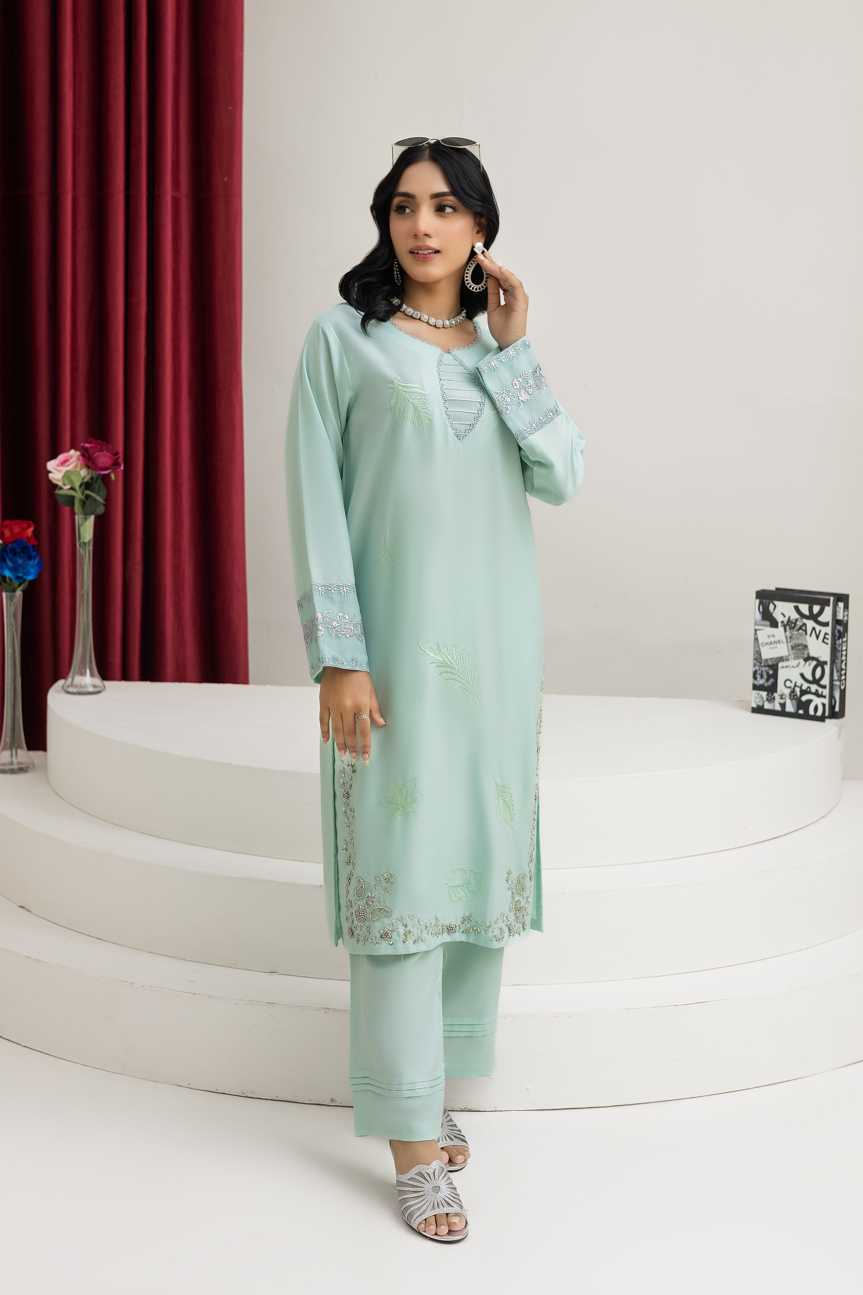 2214-Angori Embroidered 2-Piece Dhanak Suit