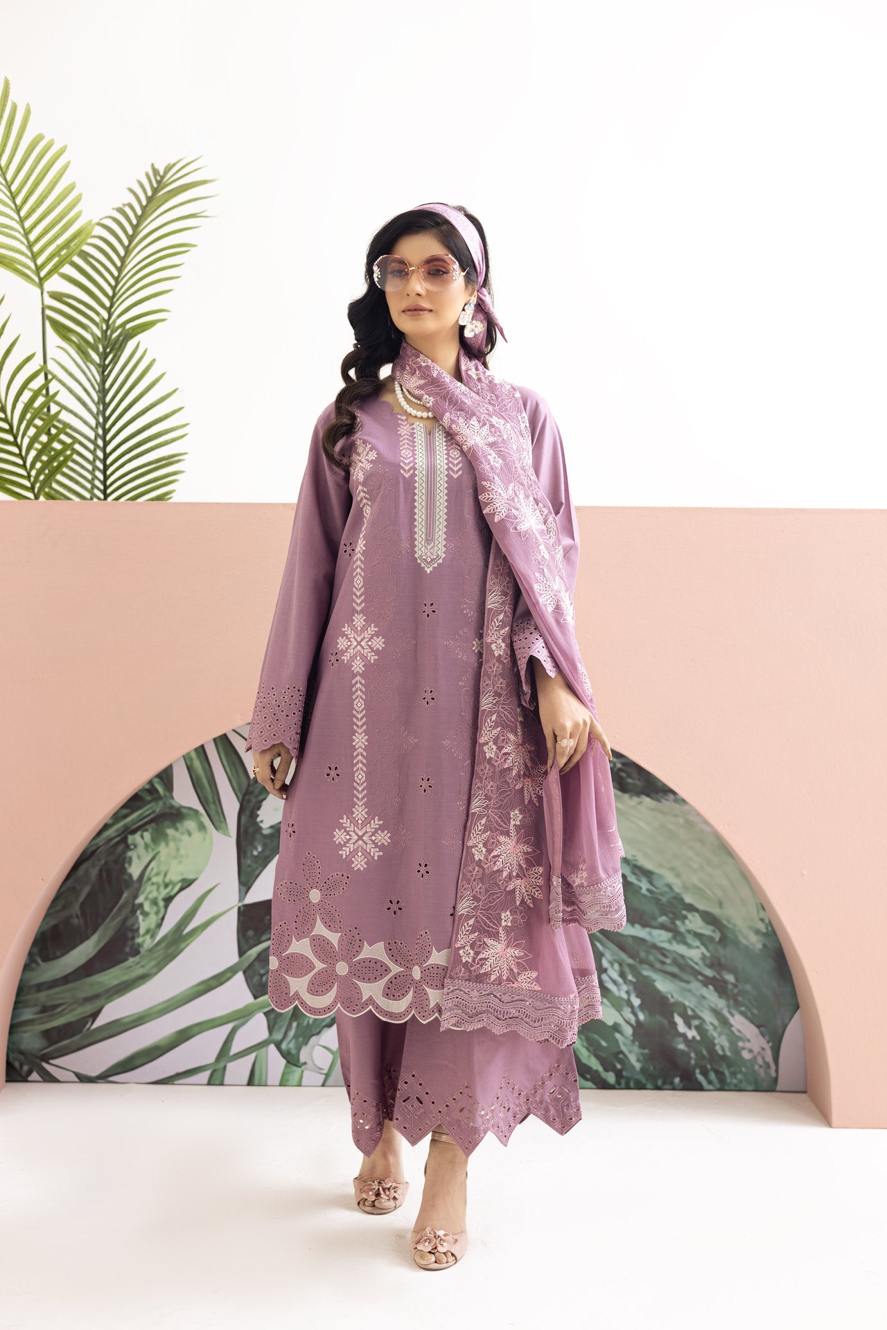 2226-Lilac Embroidered 3-Piece Cotton Lawn Suit – Elegant Summer Wear Elegant Summer Wear