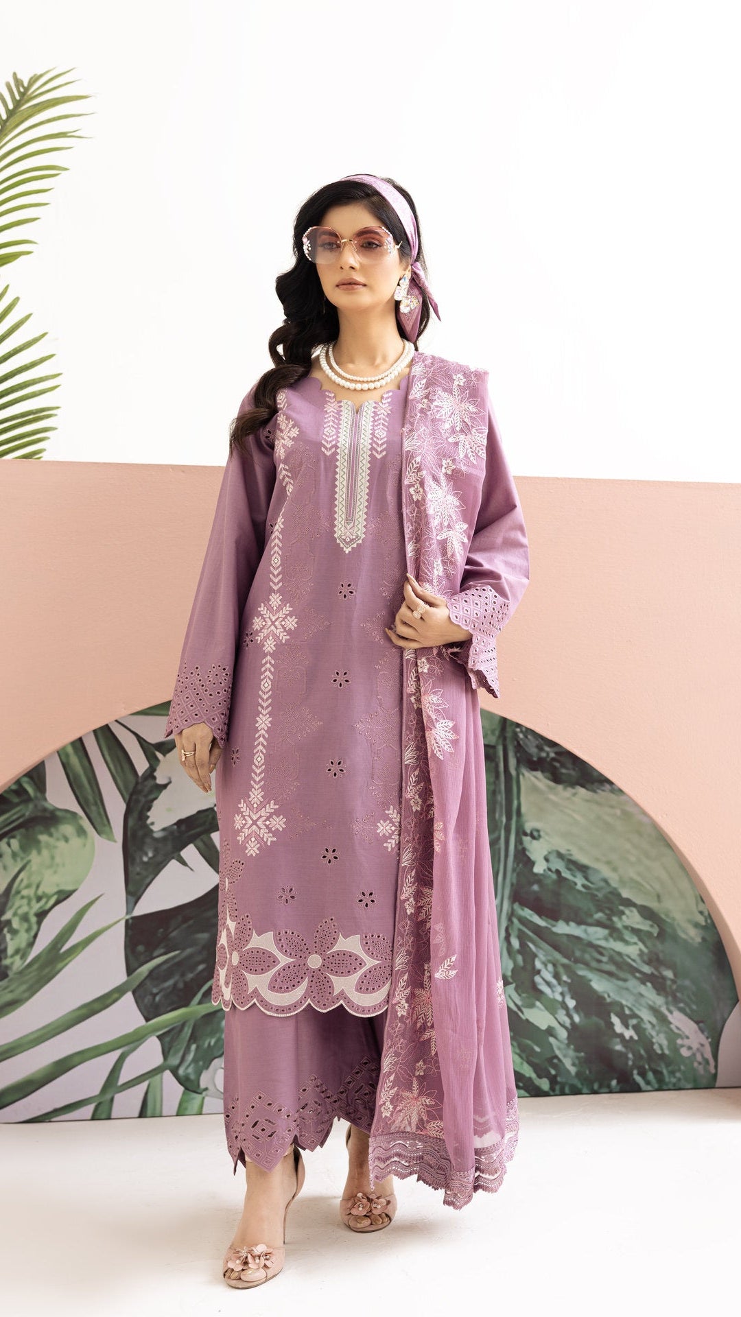 2226-Lilac Embroidered 3-Piece Cotton Lawn Suit – Elegant Summer Wear Elegant Summer Wear