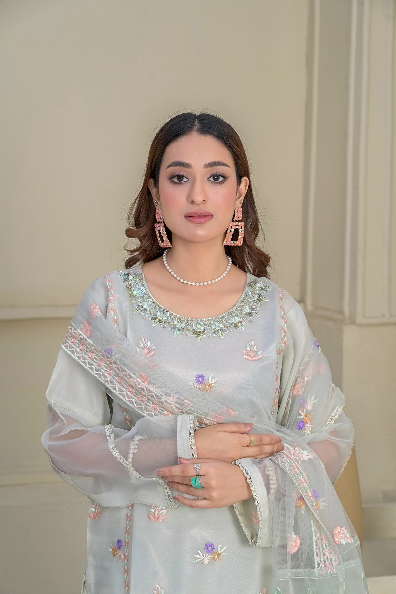 2234-Pista Green 4 Piece Embellished Kurta Suit Set