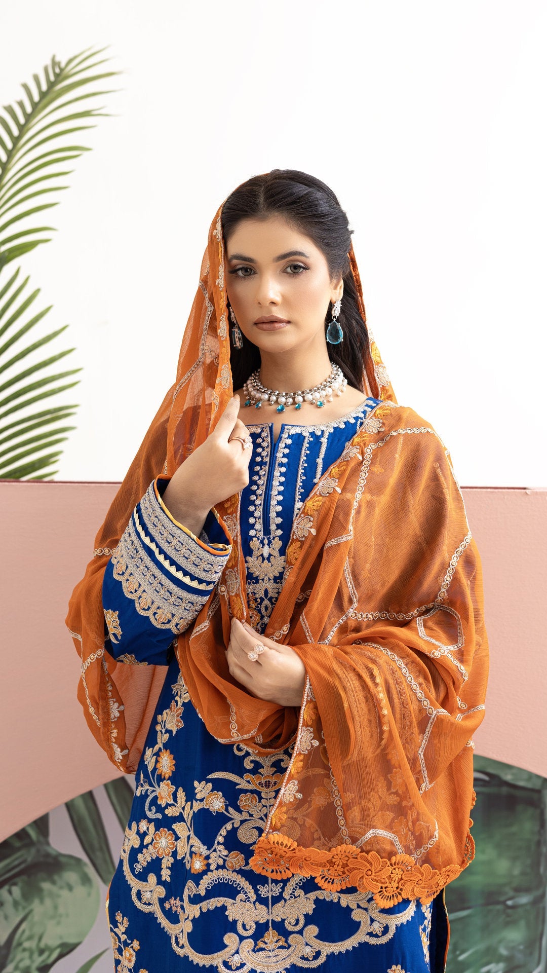 2237-Ink Blue Embroidered 3-Piece Cotton Lawn Suit – Elegant Summer Wear