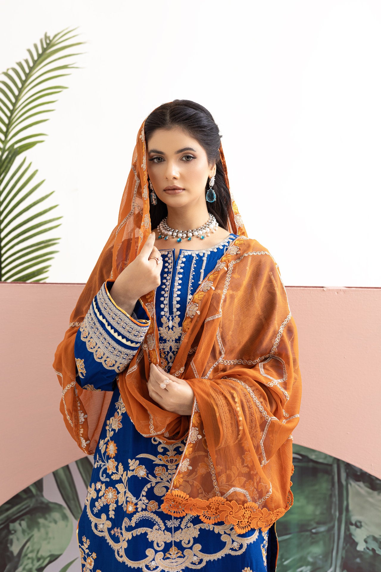 2237-Ink Blue Embroidered 3-Piece Cotton Lawn Suit – Elegant Summer Wear