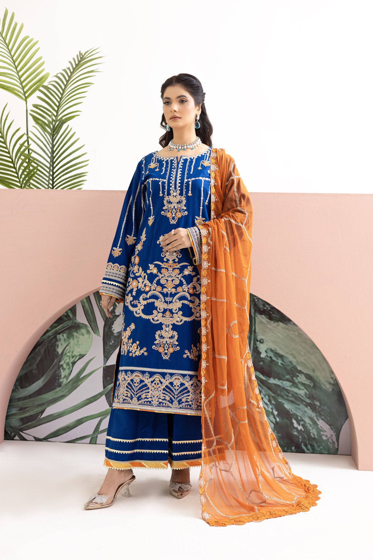 2237-Ink Blue Embroidered 3-Piece Cotton Lawn Suit β Elegant Summer Wear