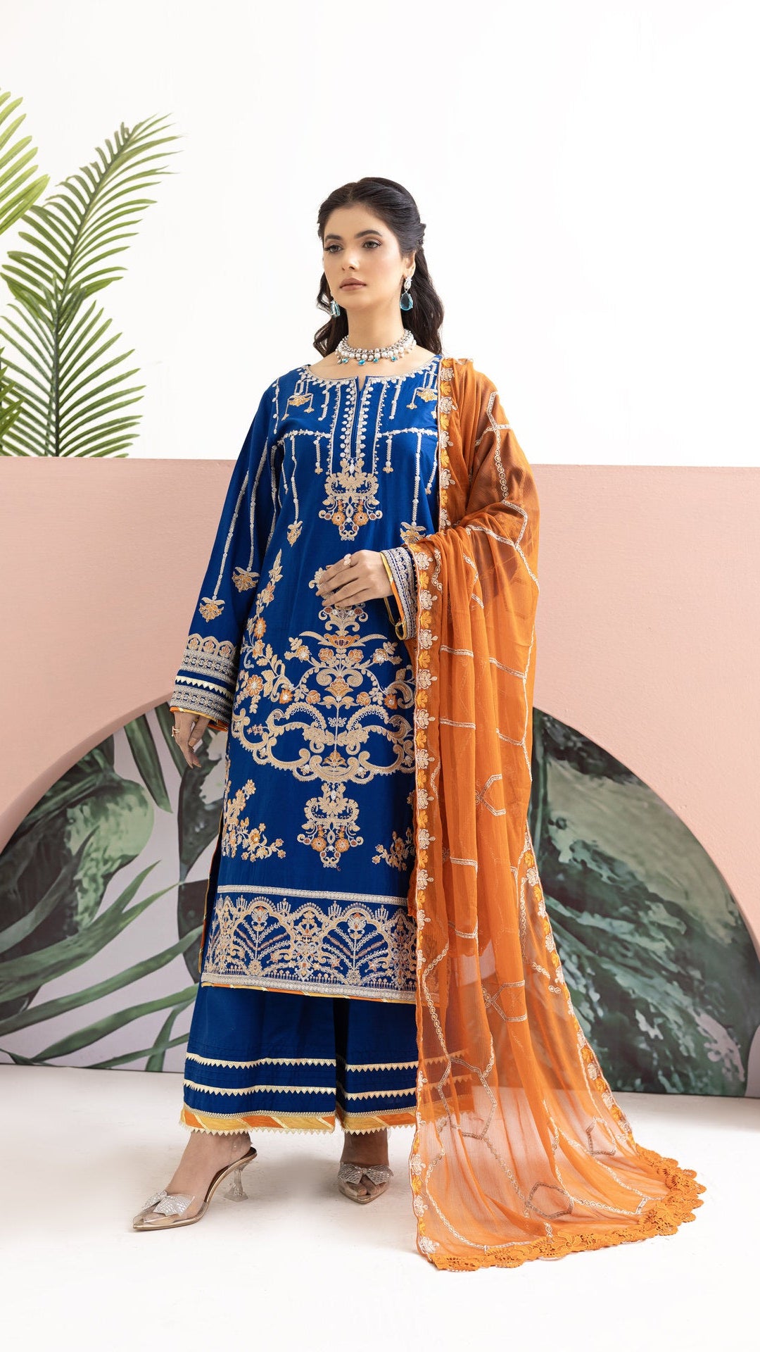 2237-Ink Blue Embroidered 3-Piece Cotton Lawn Suit – Elegant Summer Wear
