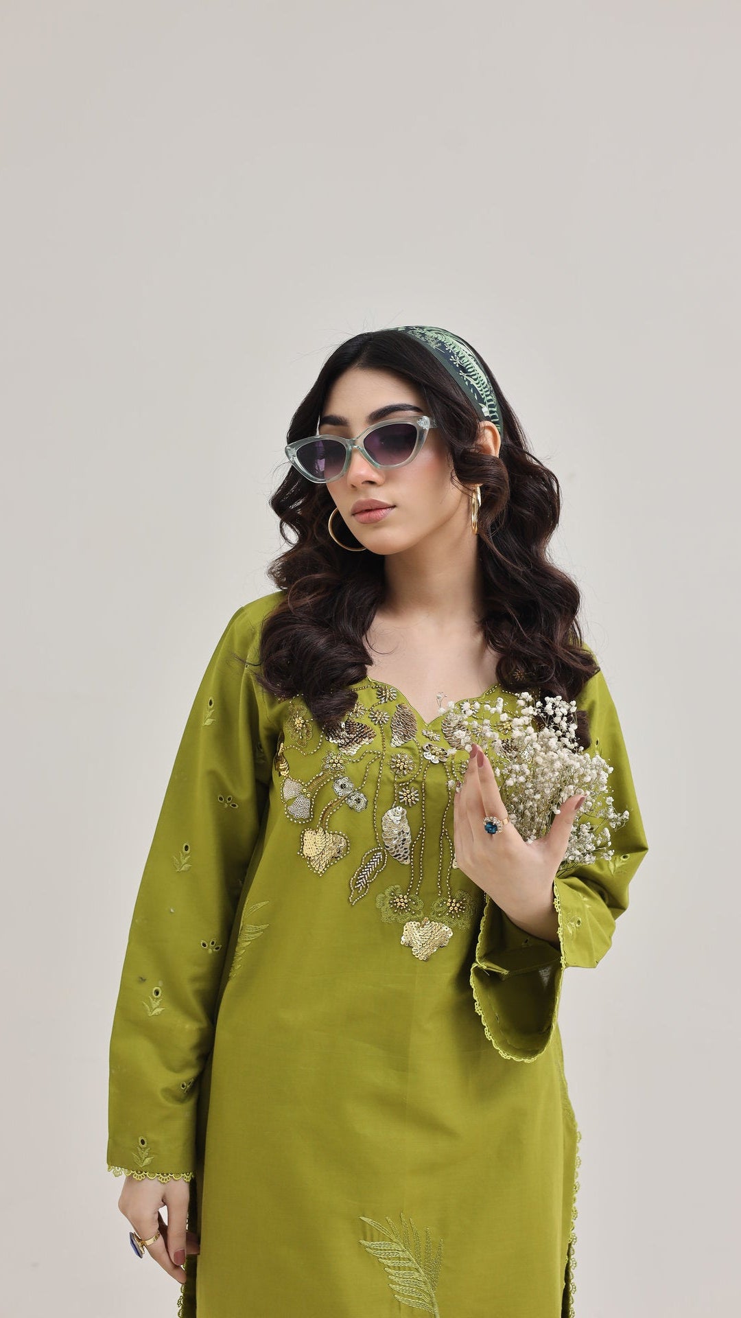 2263-Parrot Green Embroidered 2-Piece Cotton Lawn Suit – Elegant Summer Wear