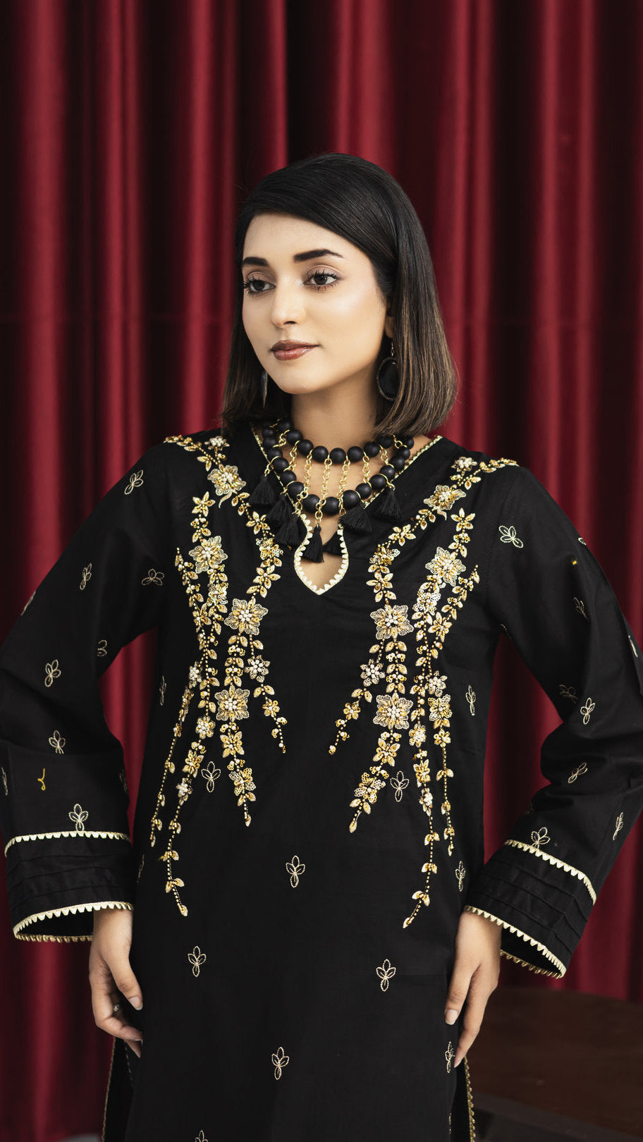 2265-Black-colored embroidered 2-piece lawn Suit