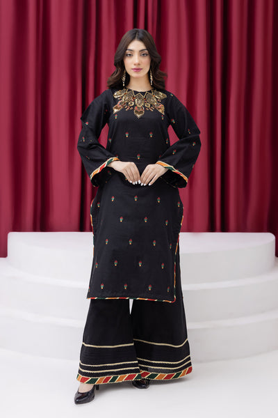 2273-Black Embroidered 2-Piece Lawn Suit – Elegant Summer Wear