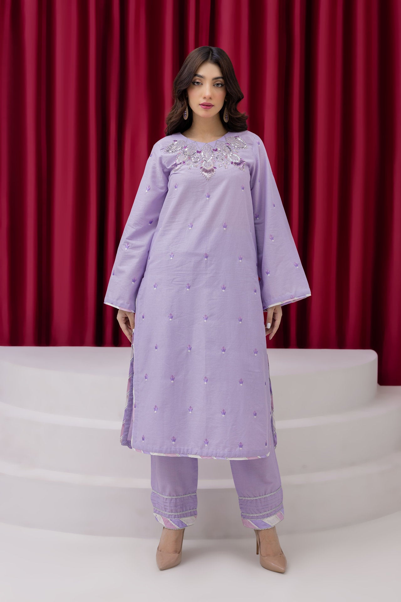 2273-Blue Embroidered 2-Piece Lawn Suit – Elegant Summer Wear