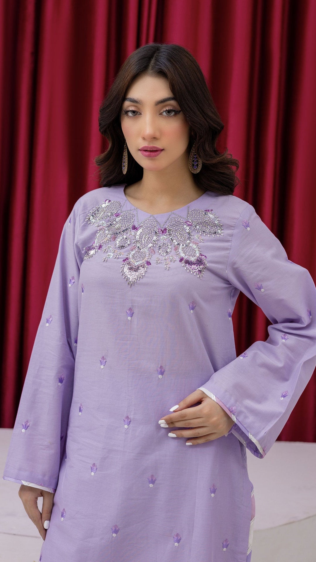 2273-Blue Embroidered 2-Piece Lawn Suit – Elegant Summer Wear