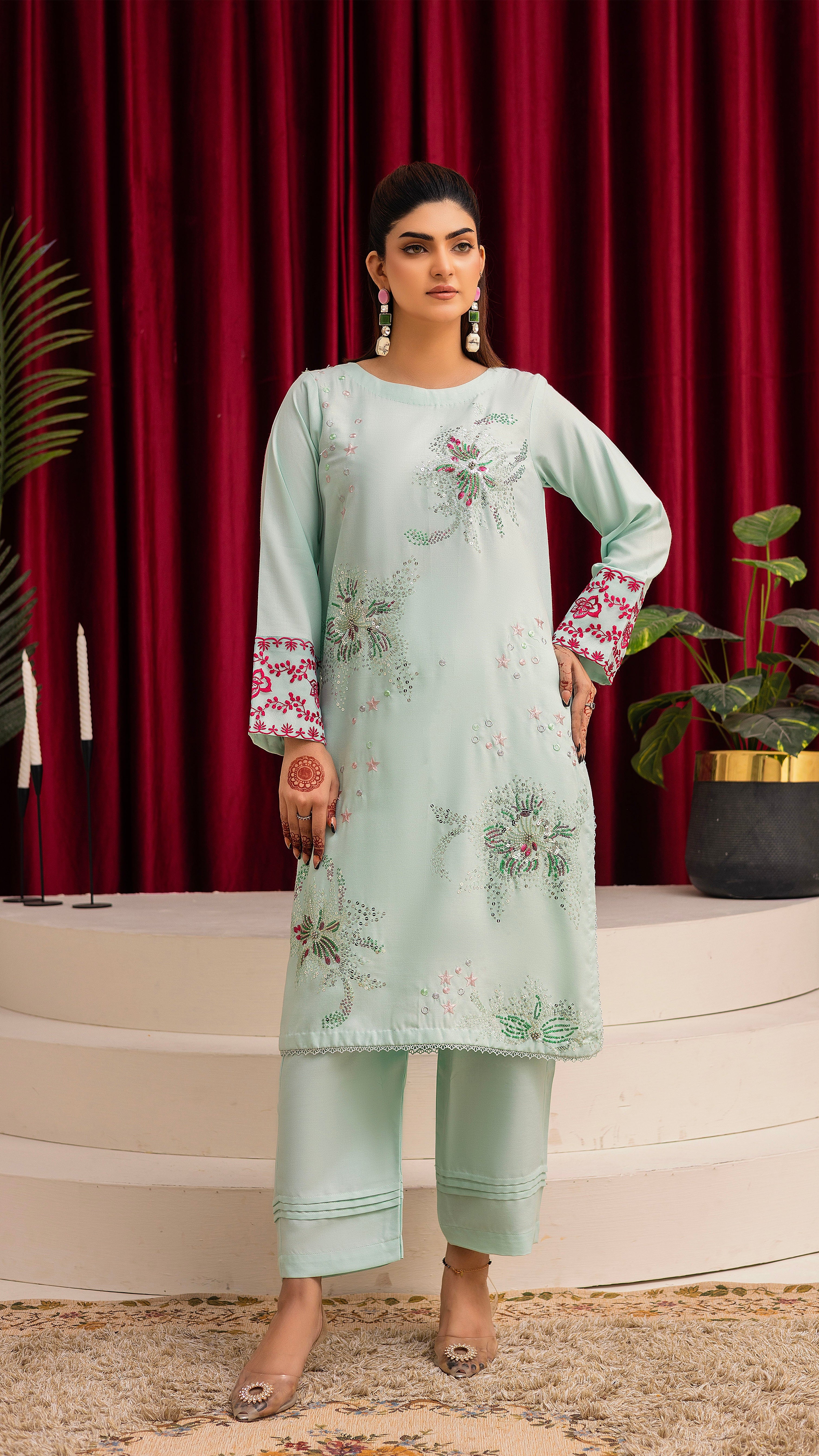 2284-Angori Embroidered 2-Piece Dhanak Suit