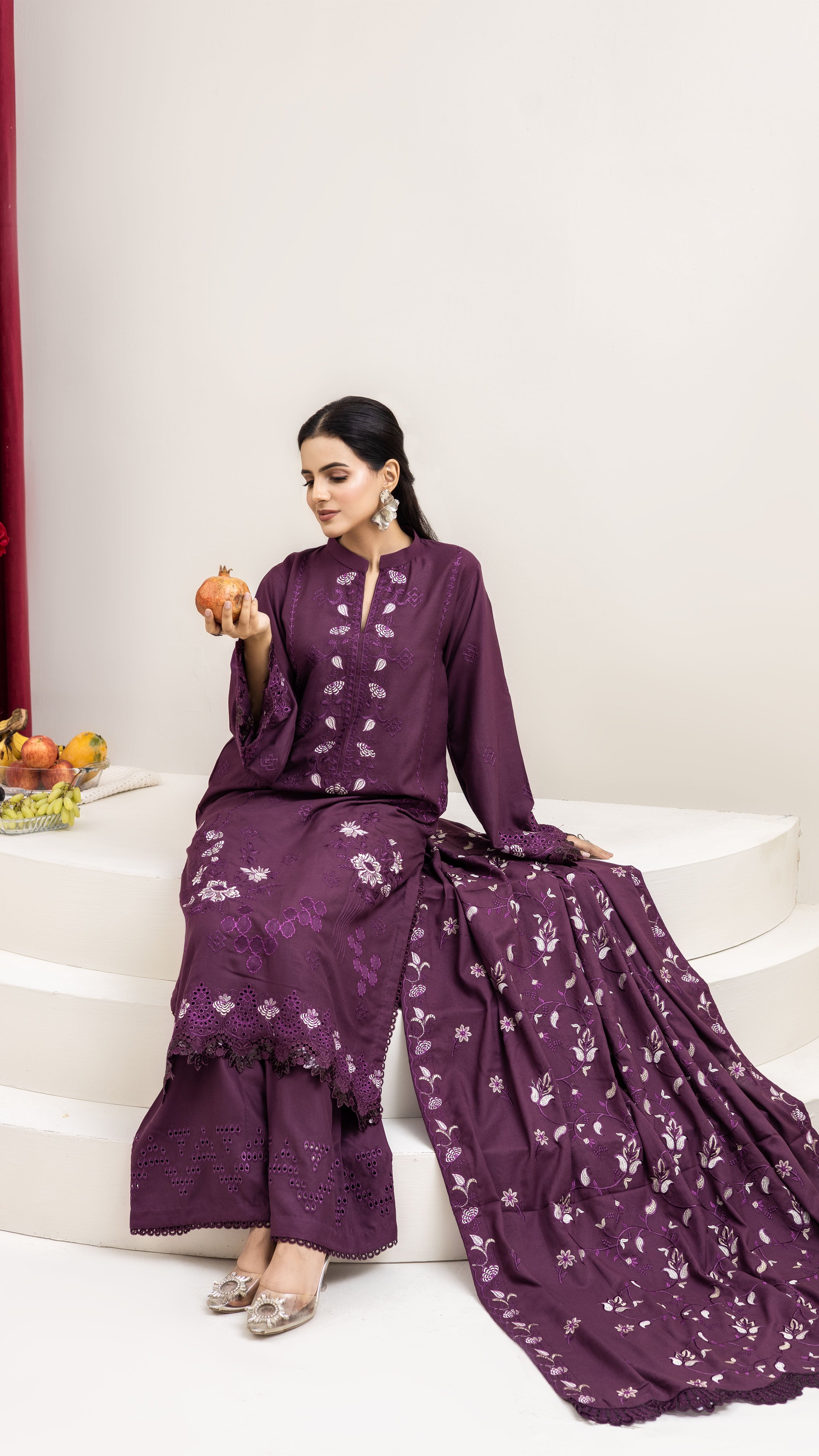 2287-Purple Embroidered 3-Piece Dhanak Suit