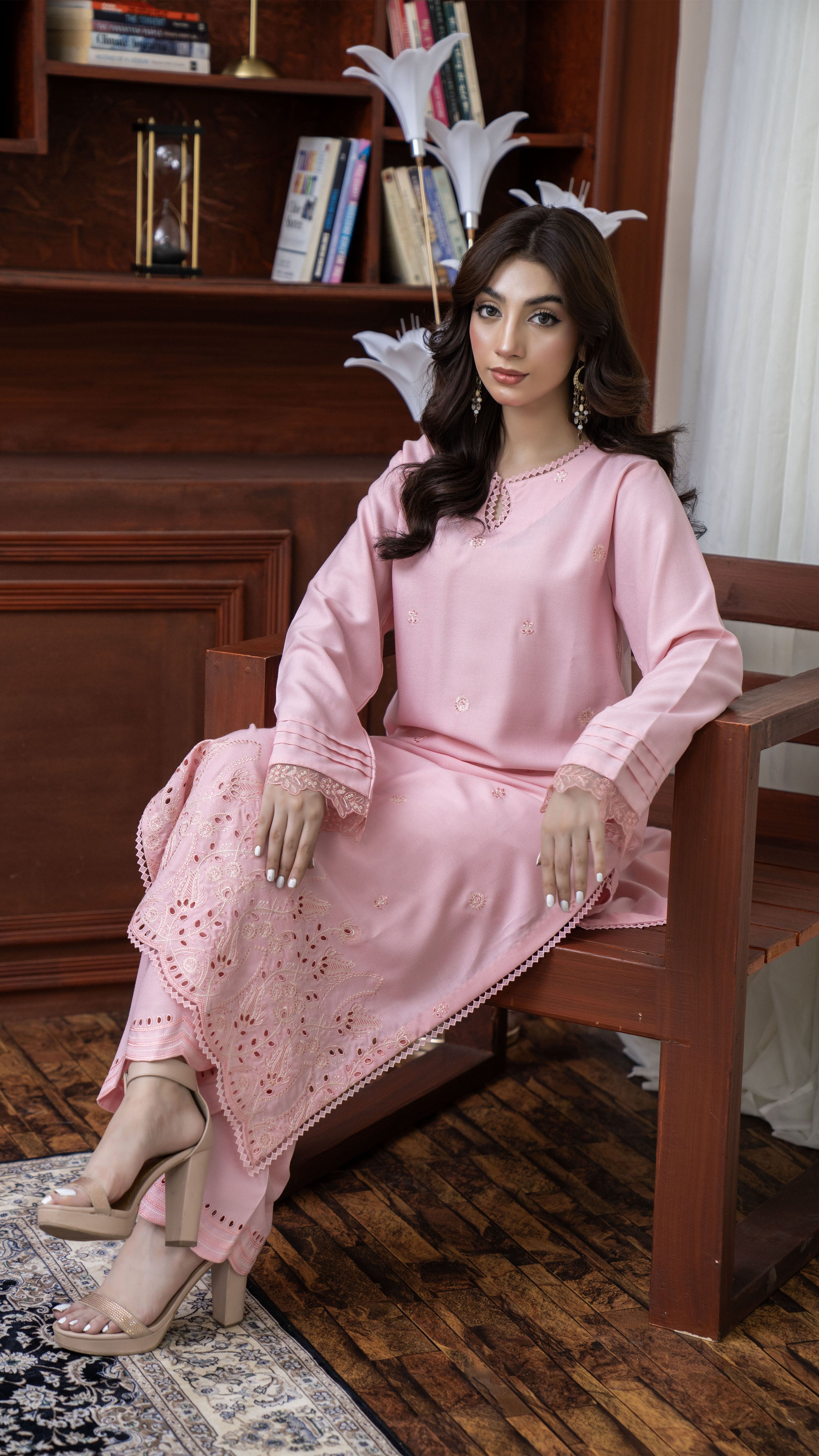 2288- 2 Piece Light Pink Dhanak Embroidered Suit
