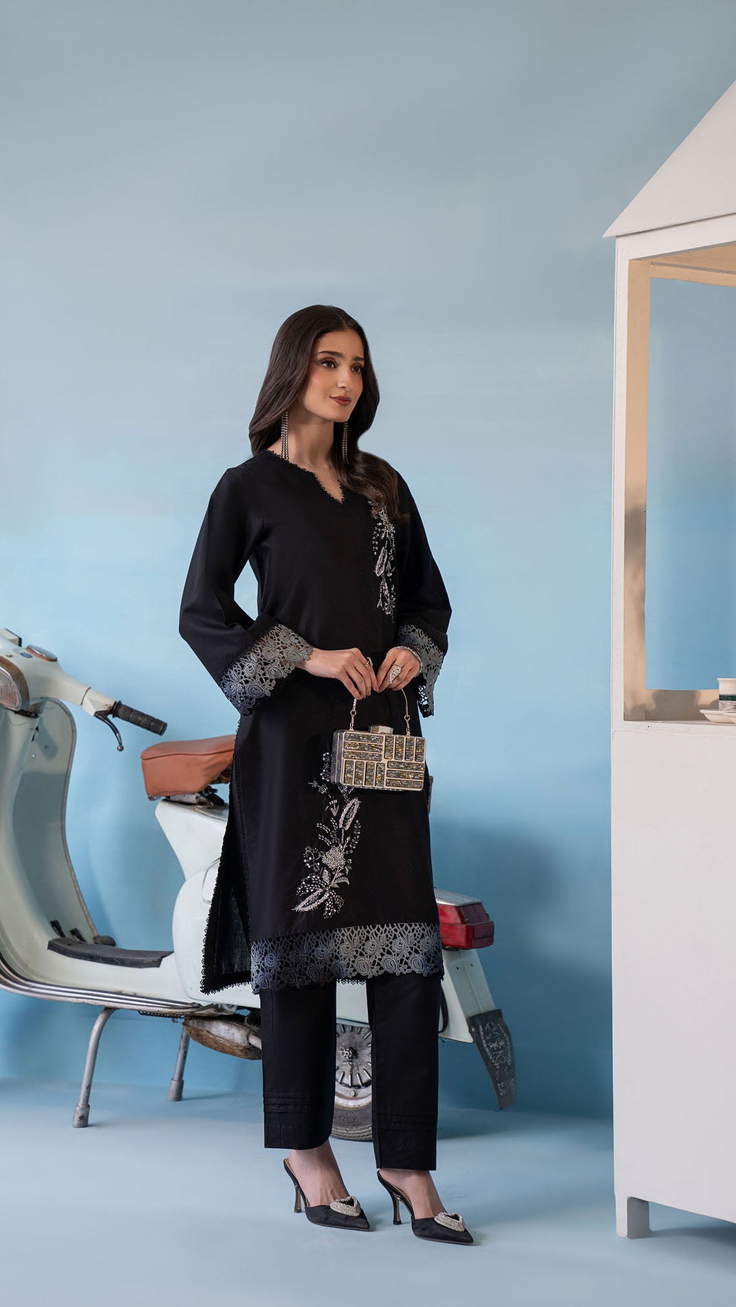 2310- Purple 2-Piece Suit Embroidered Cotton lawn Suit