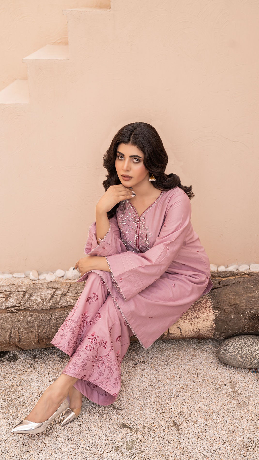 2322-Blush Pink (Piyazi) Embroidered 2-Piece Cotton Lawn Suit