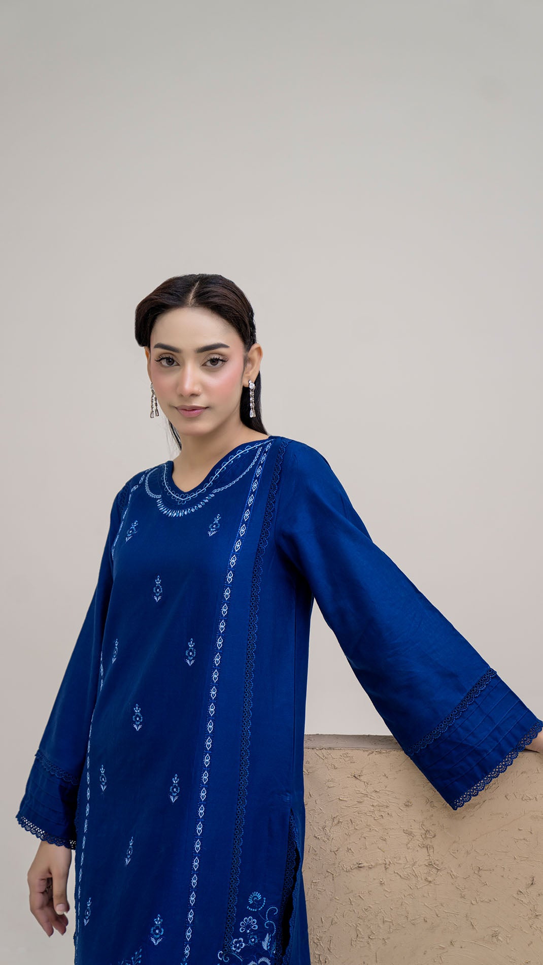 2327- Purple 2-Piece Suit Embroidered Cotton lawn Suit