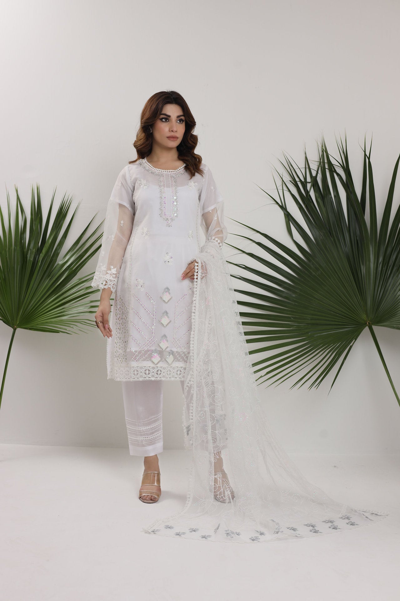2170-C WHISPER – Embroidered &amp; Embellished Organza Ensemble
