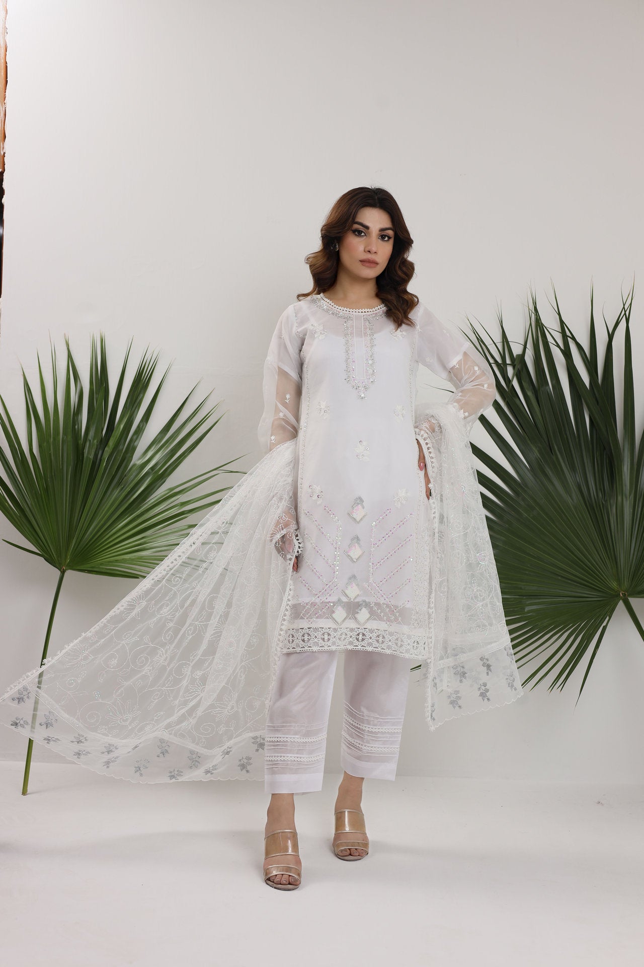 2170-C WHISPER – Embroidered &amp; Embellished Organza Ensemble
