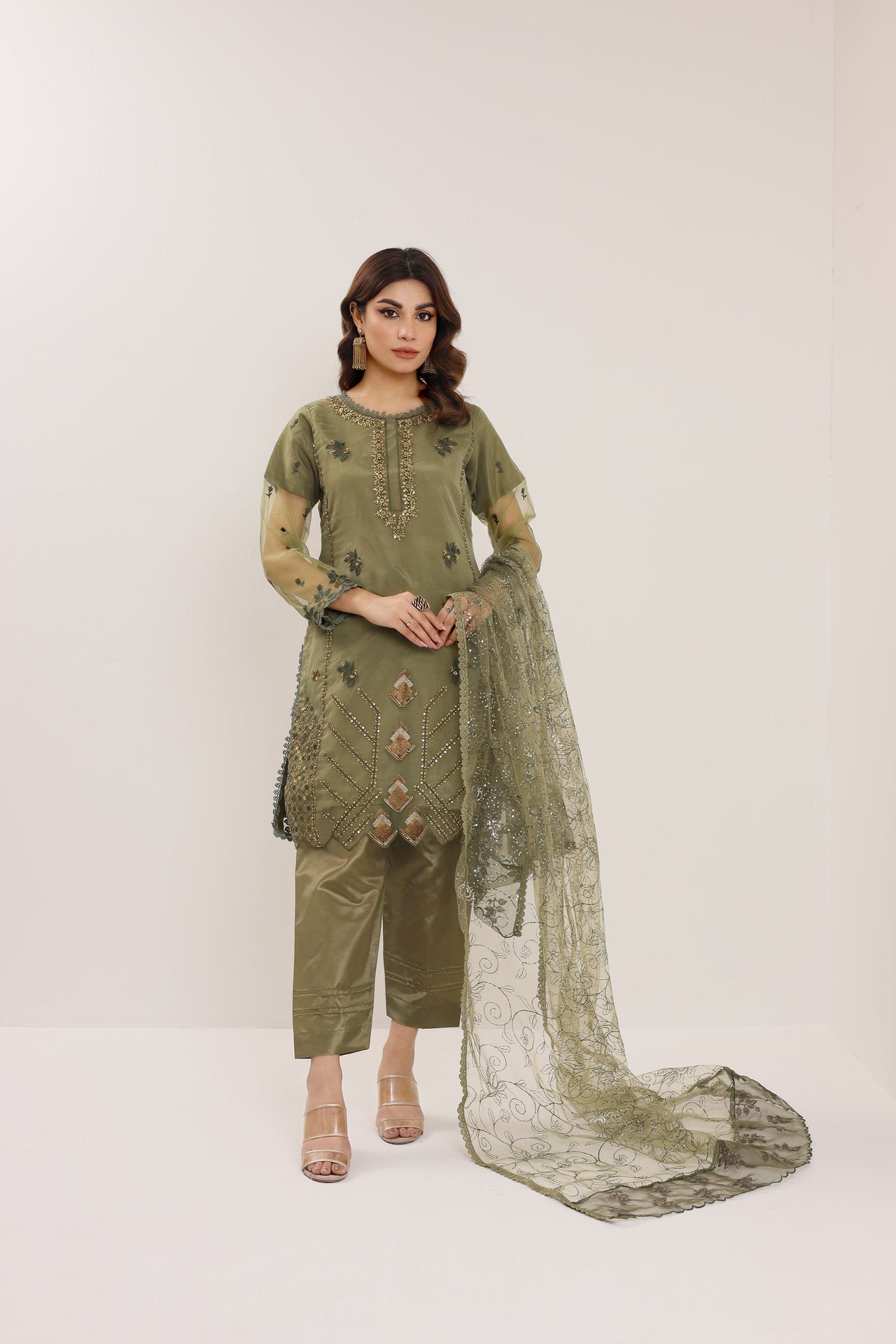 2170-E OLIVIA – Embroidered &amp; Embellished Organza Ensemble