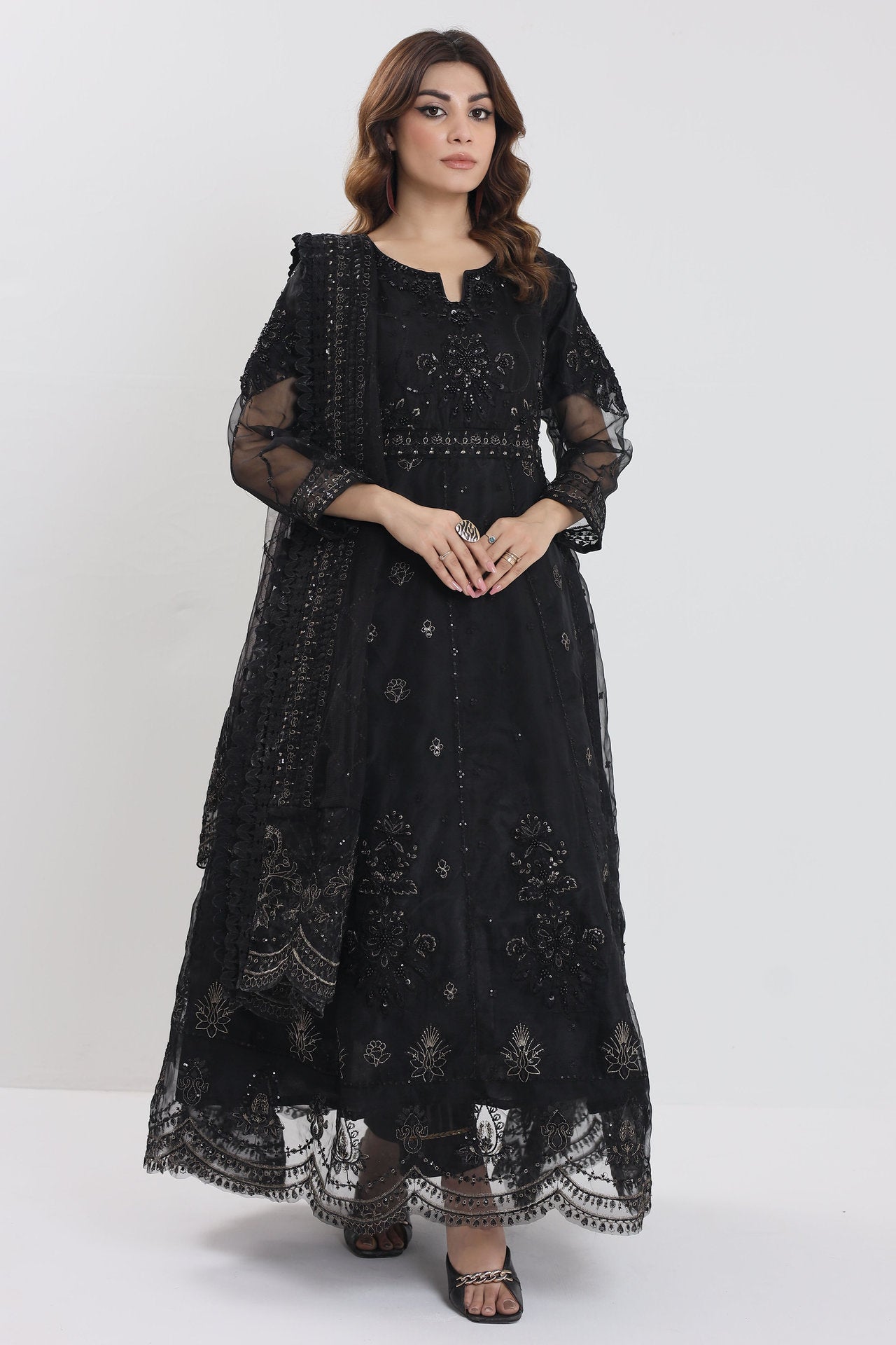 2172-A LUNA – Embroidered &amp; Embellished Organza RTW Maxi Outfit