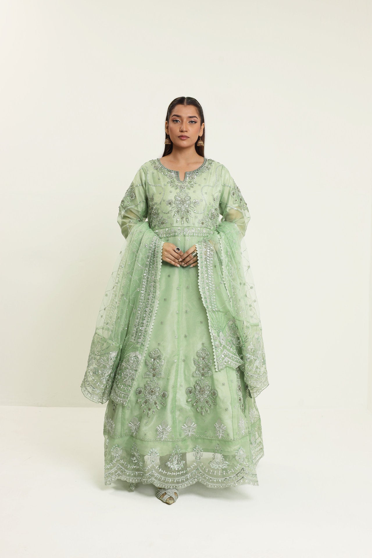 2172-C MAYA – Embroidered &amp; Embellished Organza RTW Maxi