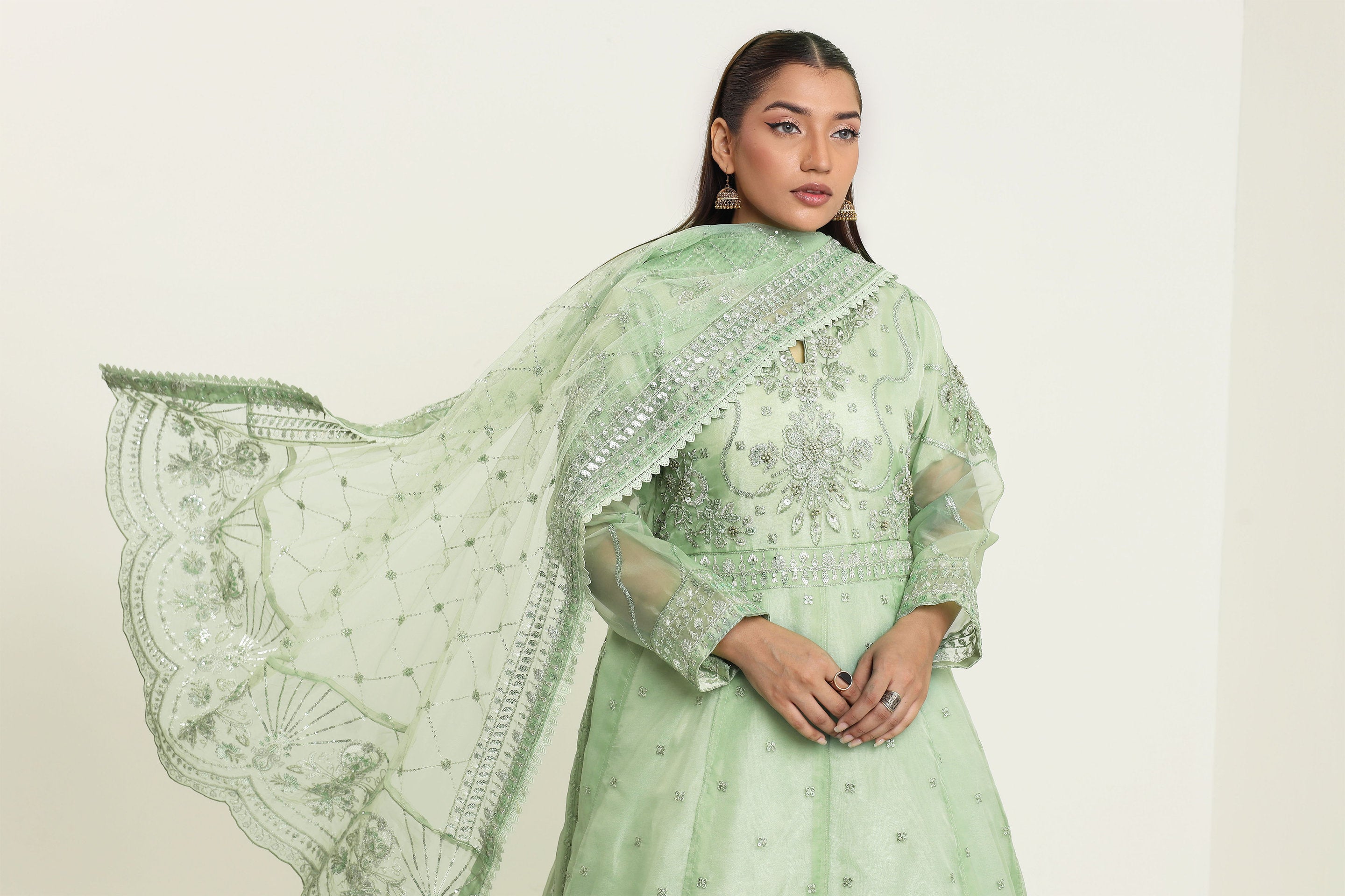 2172-C MAYA – Embroidered &amp; Embellished Organza RTW Maxi