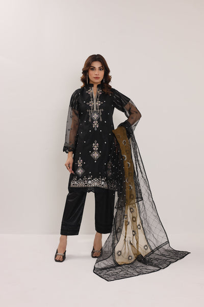 2180-A OBSIDIAN – Embroidered &amp; Embellished Organza Ensemble