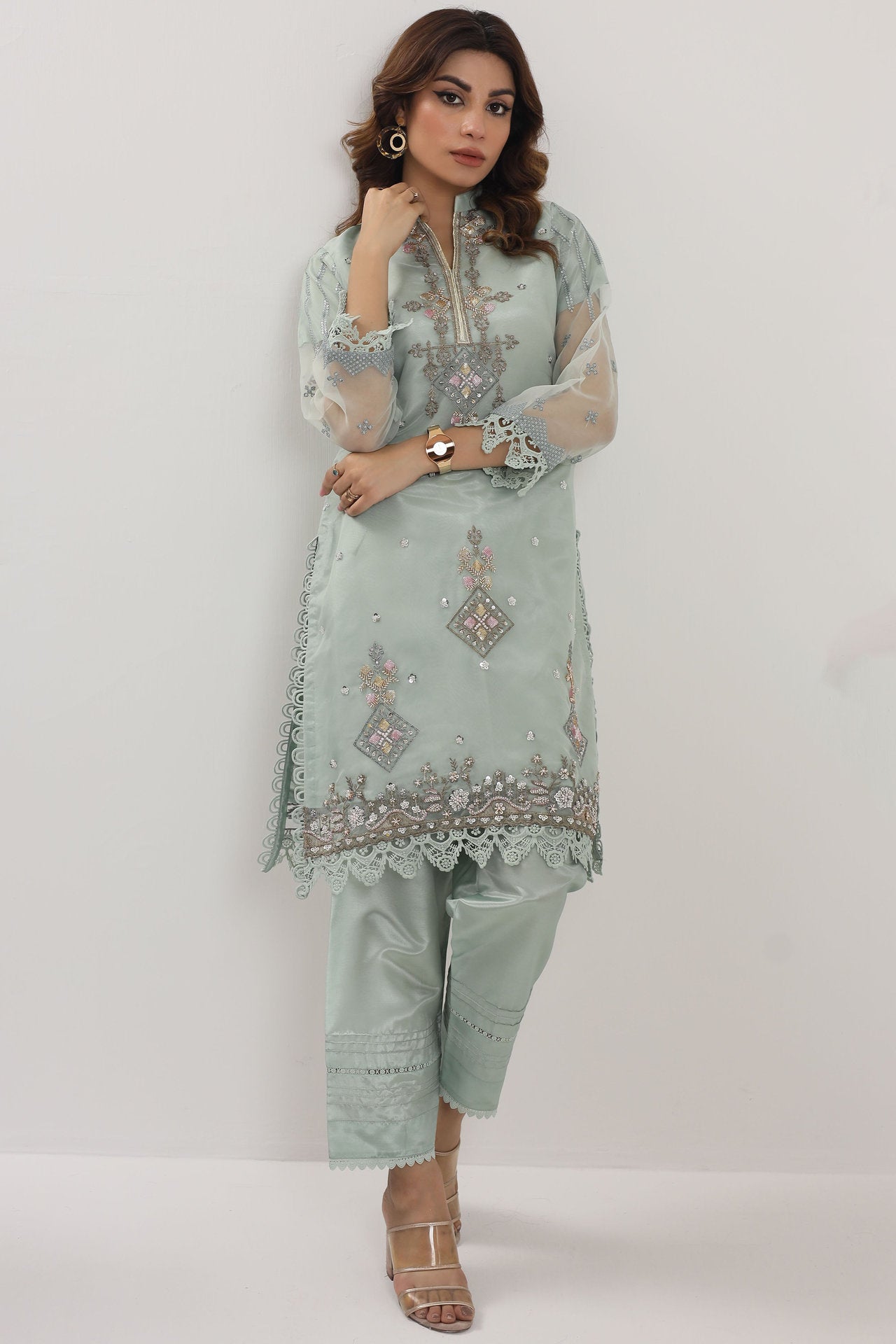 2180-B MINT – Embroidered &amp; Embellished Organza Ensemble