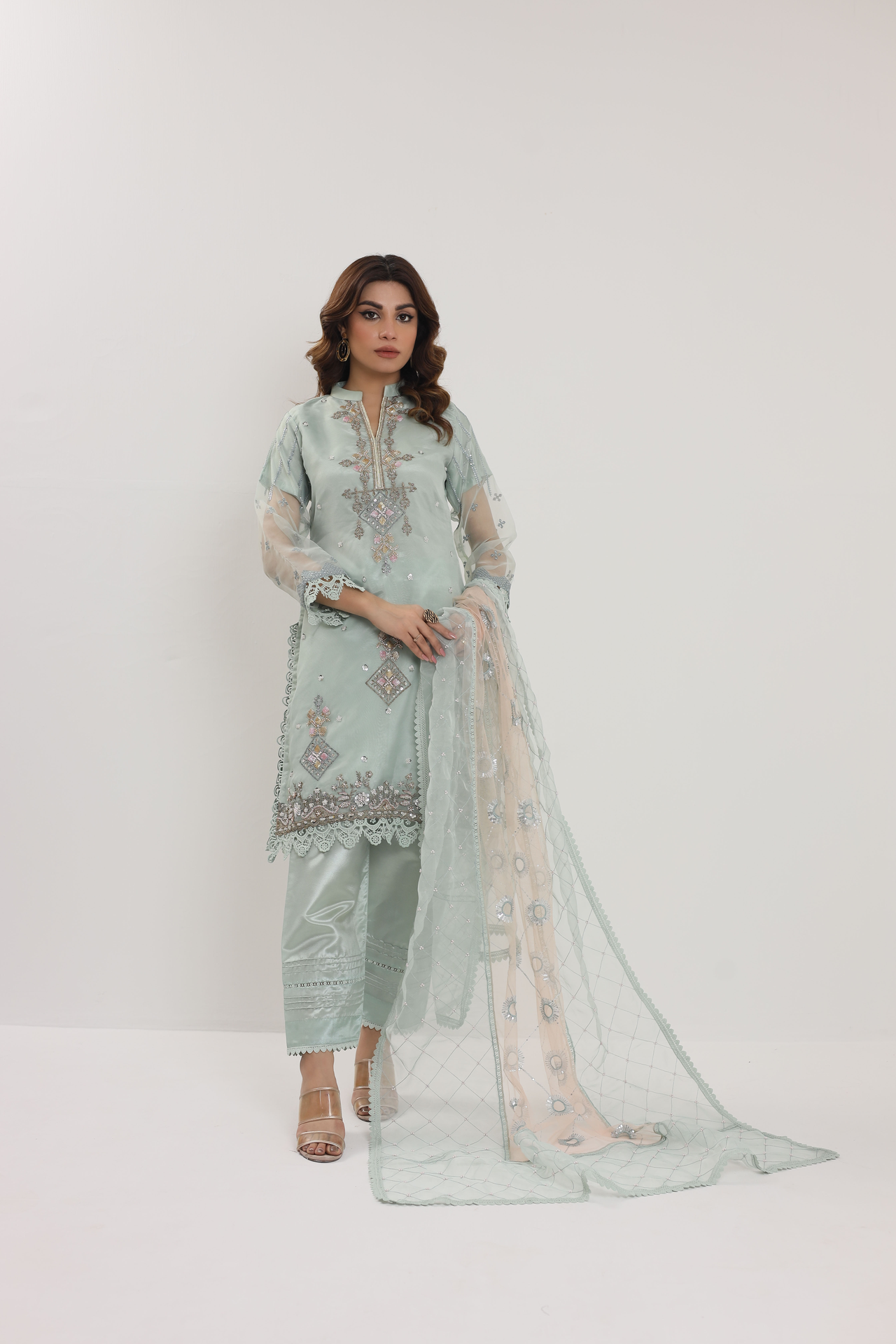 2180-B MINT – Embroidered &amp; Embellished Organza Ensemble