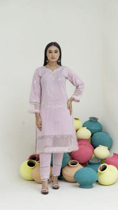 2202 Light Pink– Cotton lawn Embroidered 2-Piece Suit – Elegant Summer Wear
