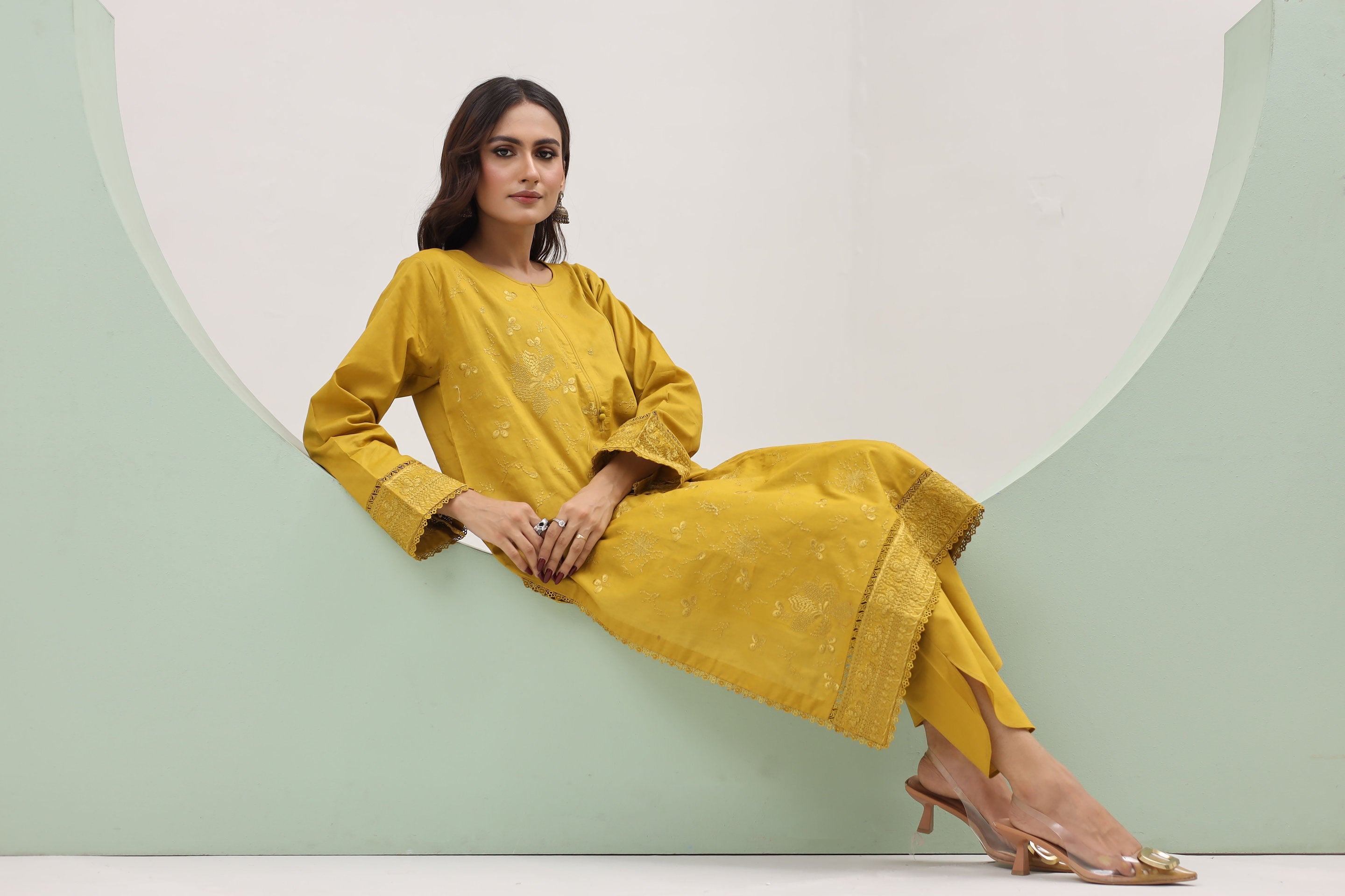 2216-A 2 Piece Embroidered Lawn Cambric Suit