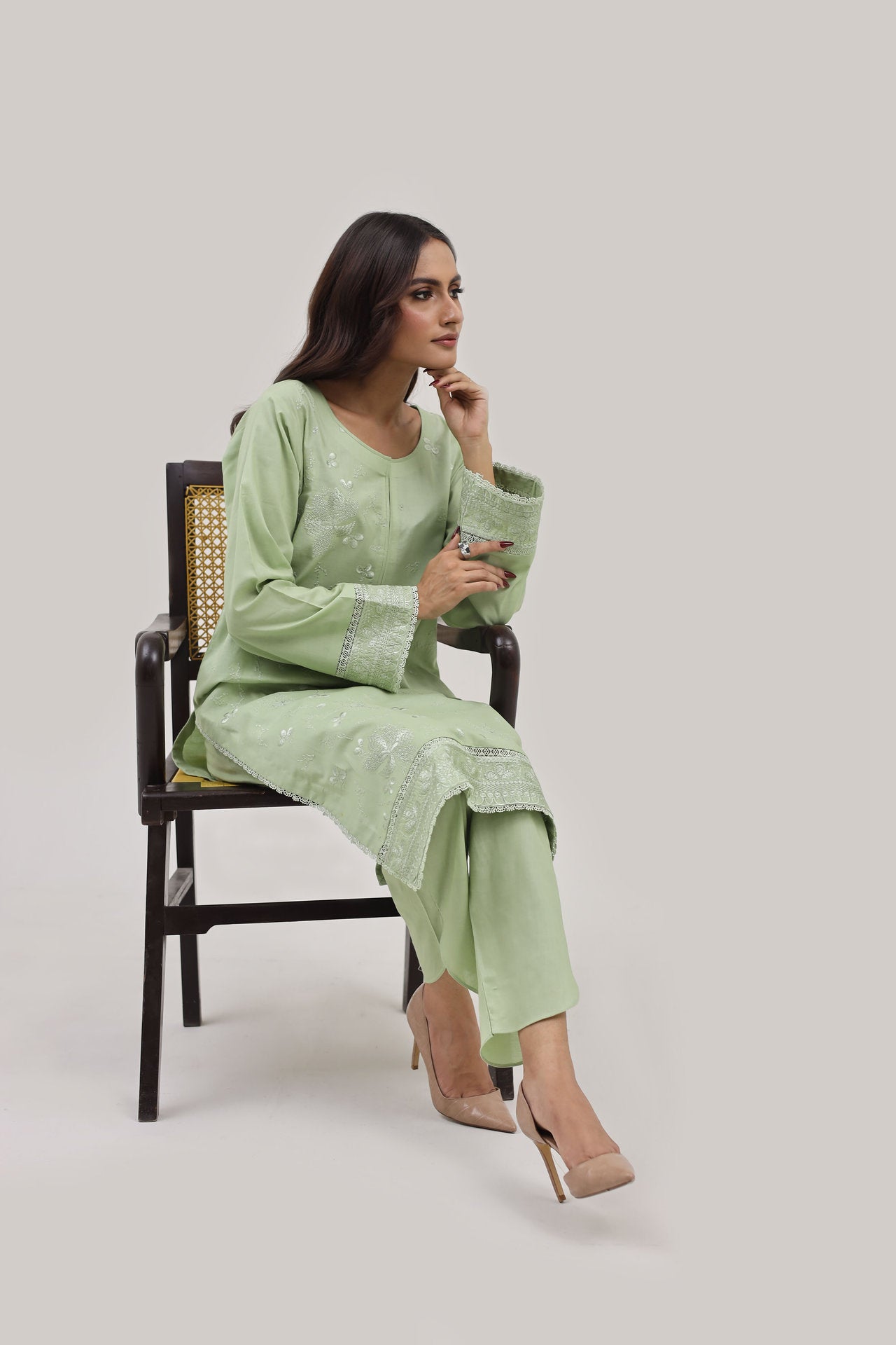 2216-B 2 Piece Embroidered Lawn Cambric Suit