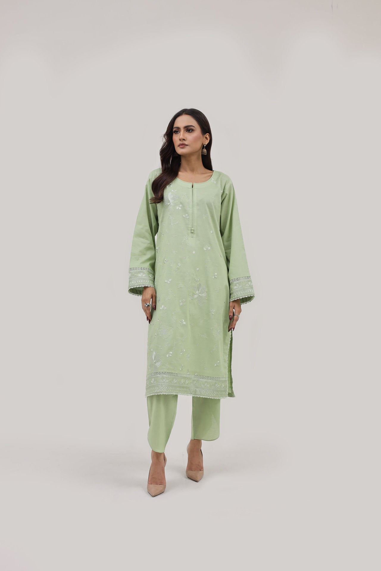 2216-B 2 Piece Embroidered Lawn Cambric Suit