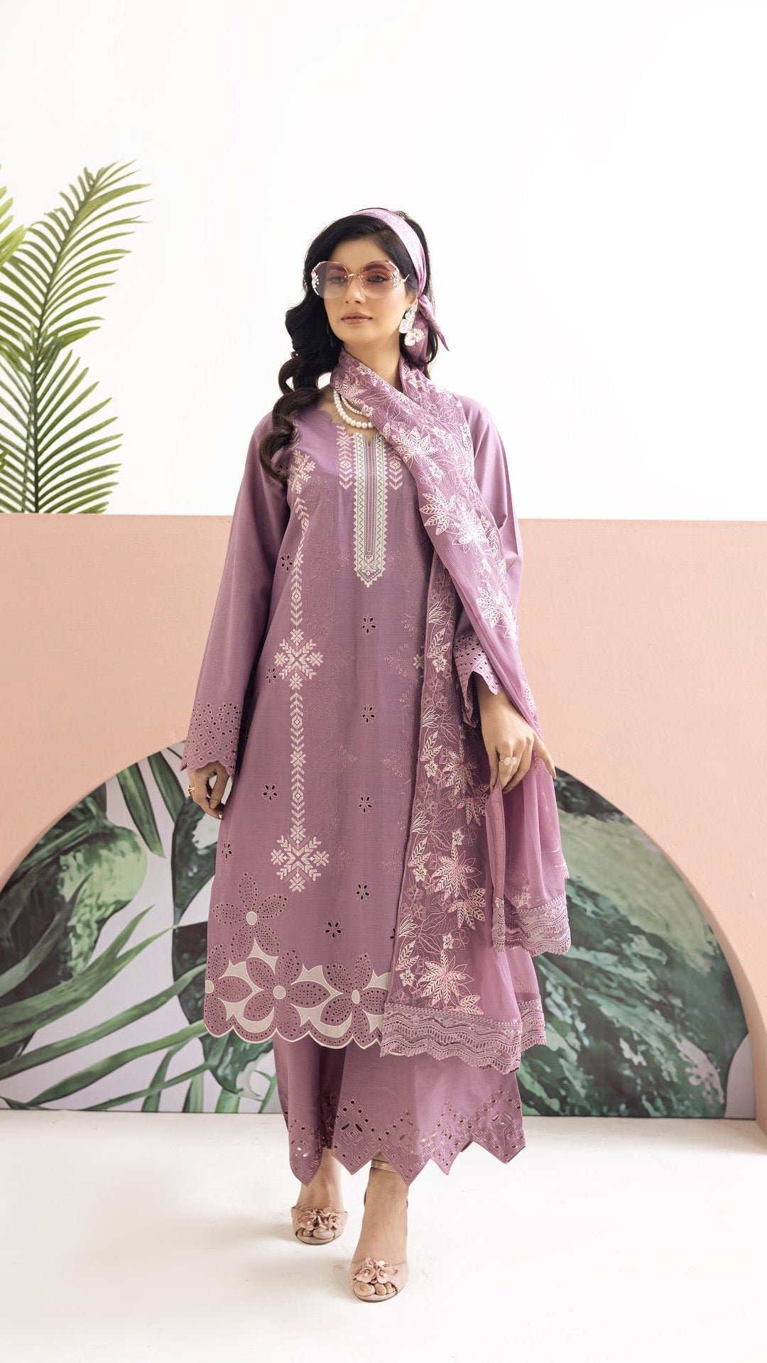 2226-Lilac Embroidered 3-Piece Cotton Lawn Suit – Elegant Summer Wear Elegant Summer Wear