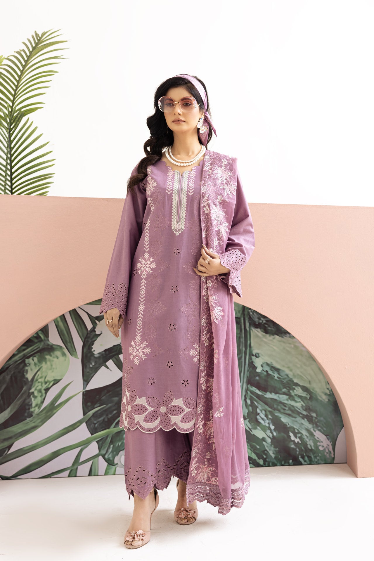 2226-Lilac Embroidered 3-Piece Cotton Lawn Suit – Elegant Summer Wear Elegant Summer Wear
