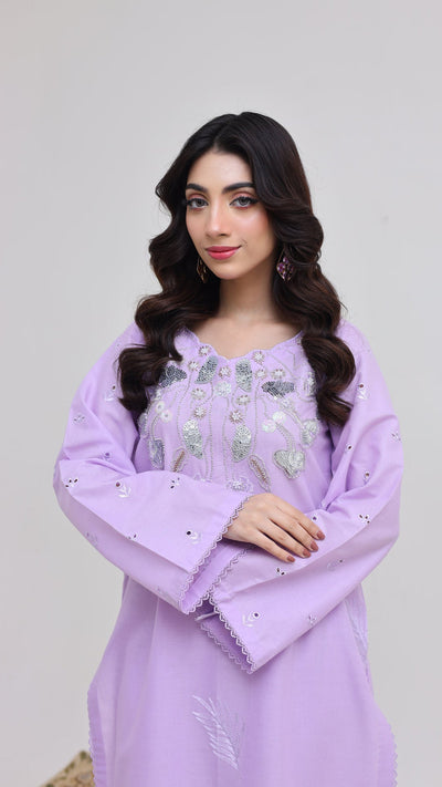 2263-Lilac Embroidered 2-Piece Cotton Lawn Suit – Elegant Summer Wear