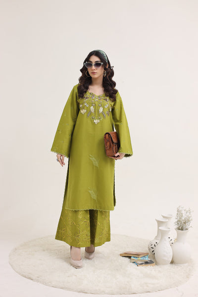 2263-Parrot Green Embroidered 2-Piece Cotton Lawn Suit – Elegant Summer Wear
