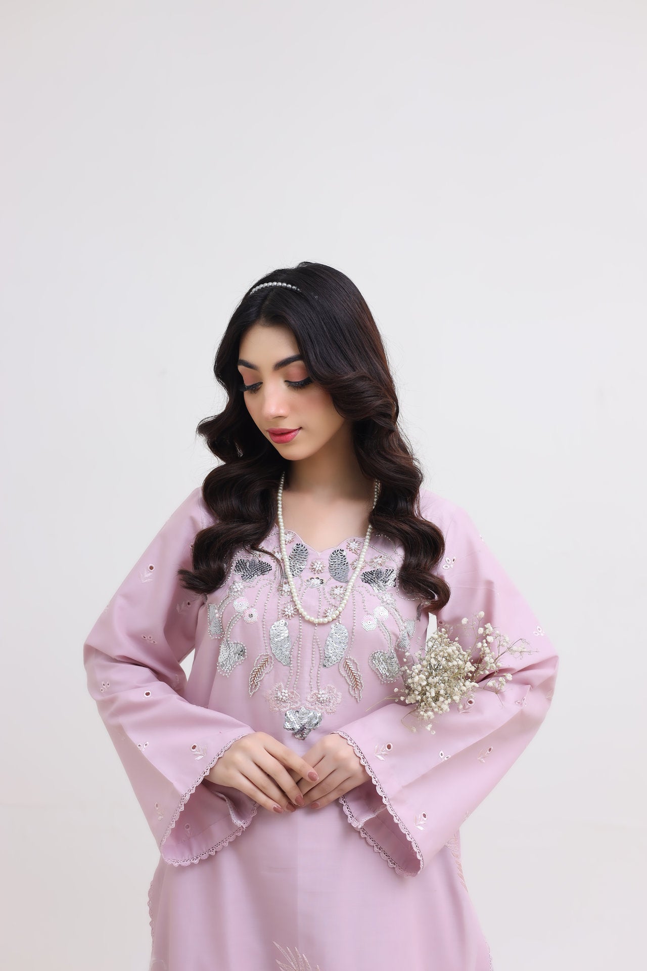 2263-Light Pink Embroidered 2-Piece Cotton Lawn Suit – Elegant Summer Wear
