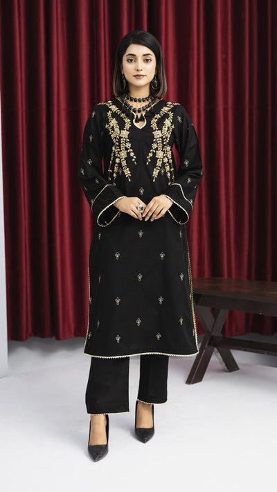 2265-Black-colored embroidered 2-piece lawn Suit