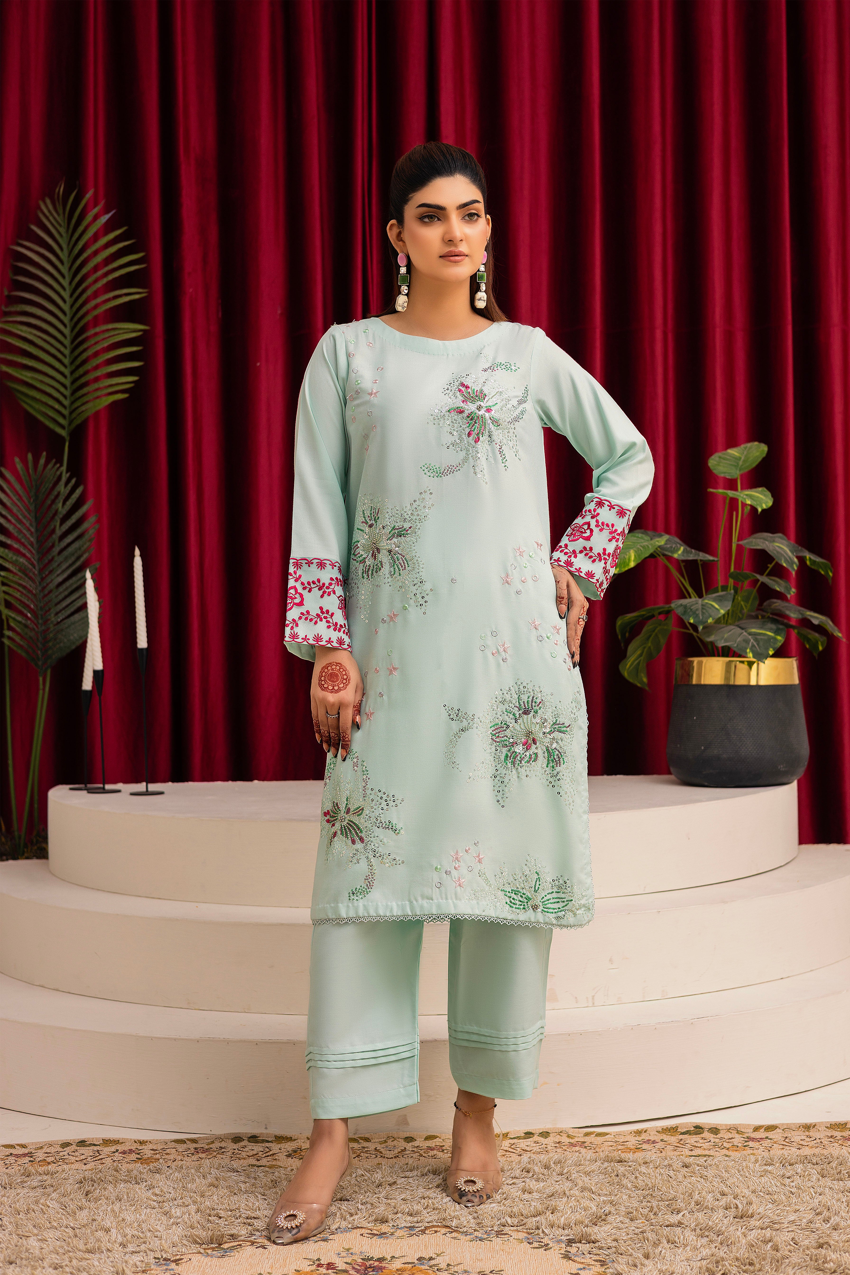 2284-Angori Embroidered 2-Piece Dhanak Suit