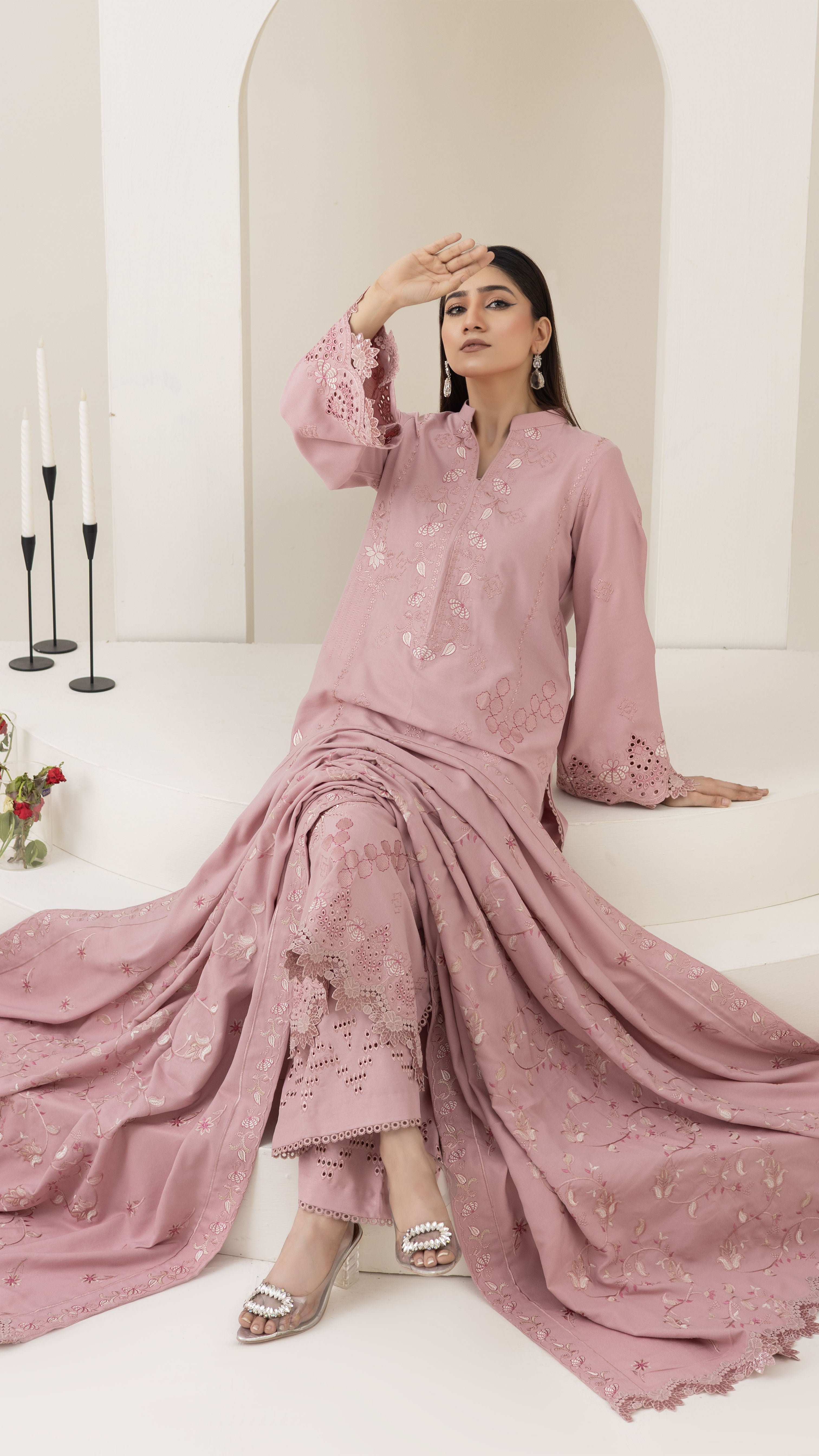 2287-Piyazi Embroidered 3-Piece Dhanak Suit