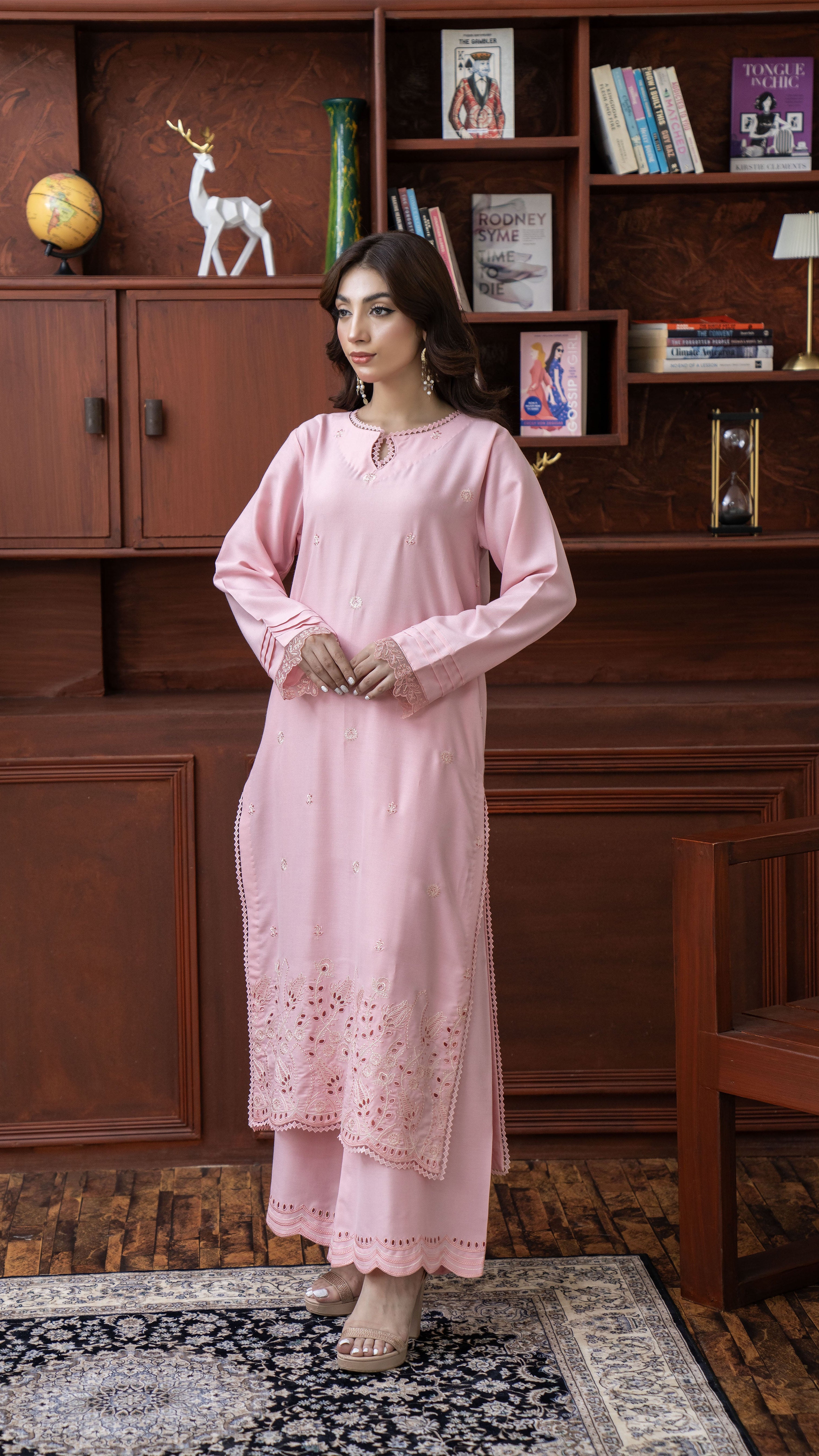 2288- 2 Piece Light Pink Dhanak Embroidered Suit