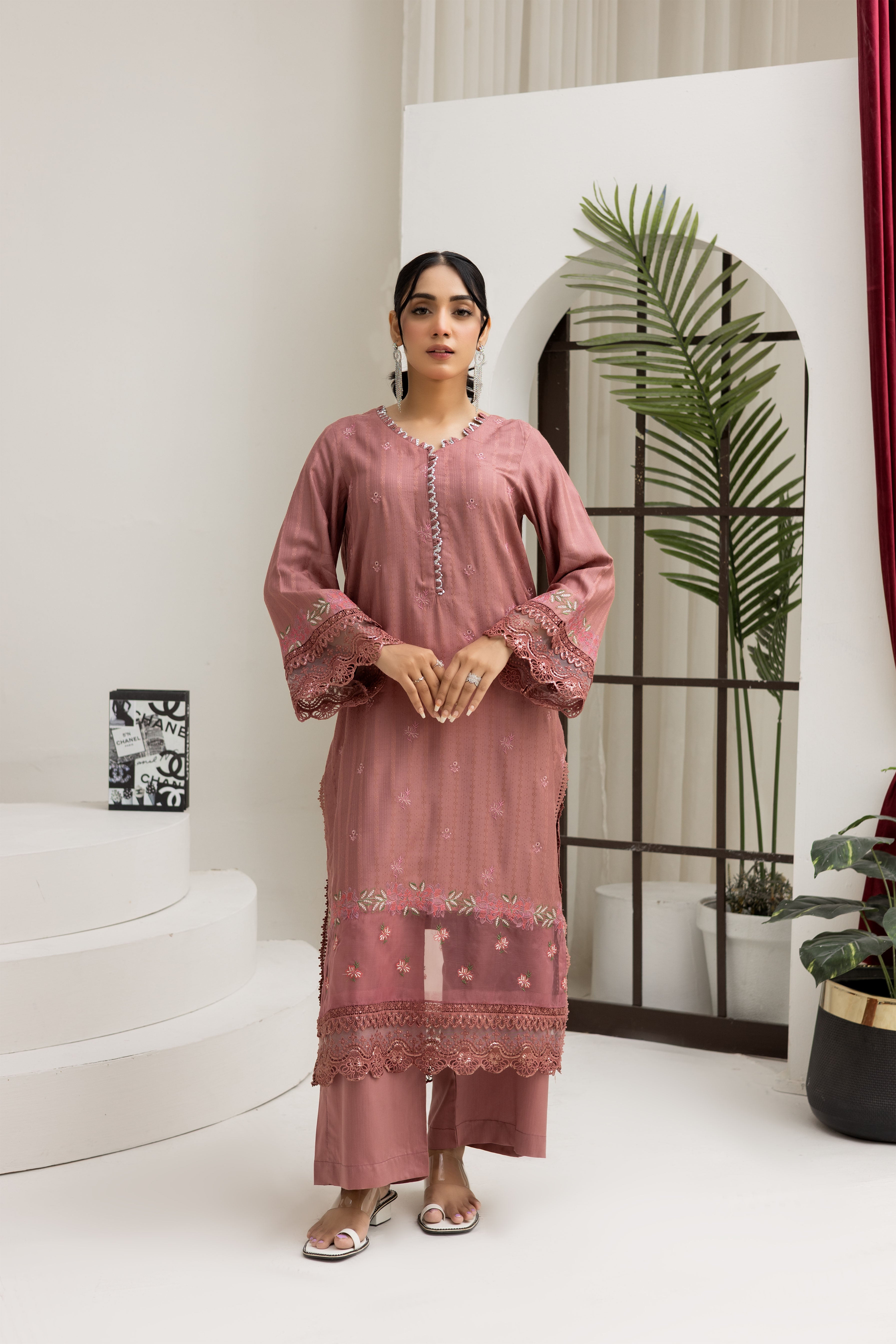 2290-2-Piece Piyazi Embroidered Viscose Suit