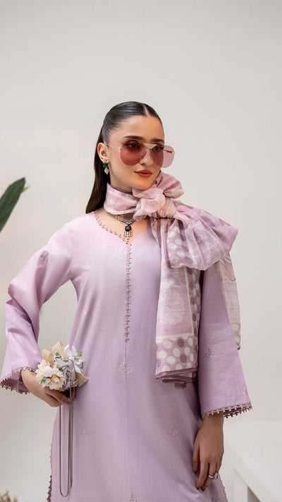 2311-Light Pink 3-Piece Suit  Embroidered Cotton lawn Suit