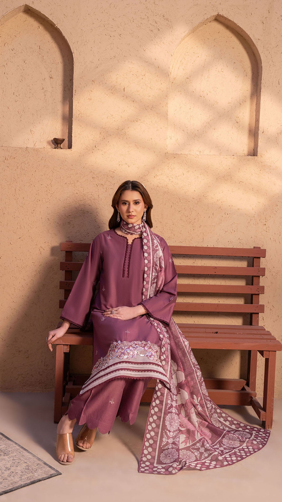 2311-Piyazi 3-Piece Suit  Embroidered Cotton lawn Suit