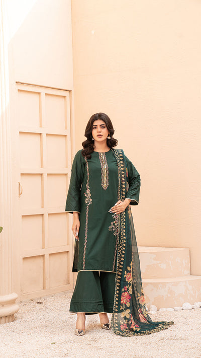 2321-Mongia 3-Piece Suit  Embroidered Cotton lawn Suit