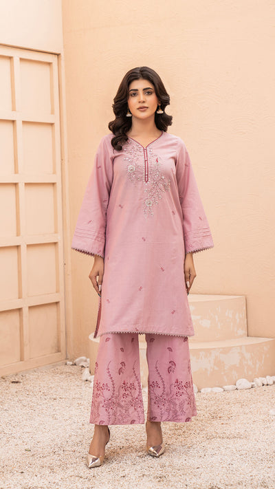 2322-Blush Pink (Piyazi) Embroidered 2-Piece  Cotton Lawn Suit