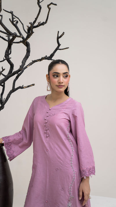 2323-Blush Pink Embroidered 2-Piece Lawn cotton Suit